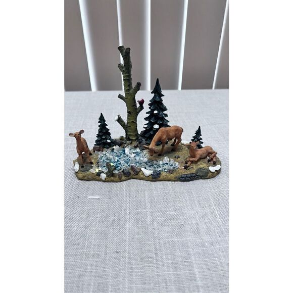 Lemax 2000 Village Landscape Poly-Resin Deer At The Pond Christmas Village - Picture 4 of 11